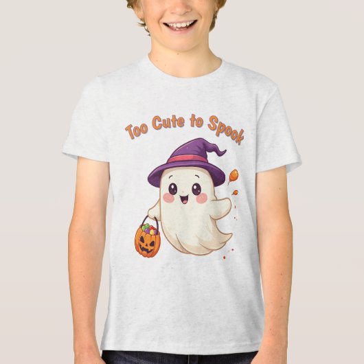 かわいいハロウィンの幽霊Tシャツ 男女兼用 トライブレンドTシャツ (正面)