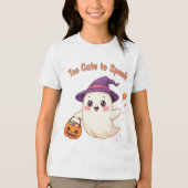 かわいいハロウィンの幽霊Tシャツ 男女兼用 トライブレンドTシャツ (正面)