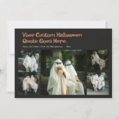 かわいいハロウィンの引用9家族の写真ブラック シーズンカード (正面)