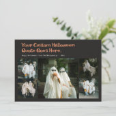 かわいいハロウィンの引用9家族の写真ブラック シーズンカード (スタンド正面)