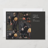 かわいいハロウィンの引用9家族の写真ブラック シーズンカード (裏面)