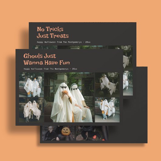 かわいいハロウィンの引用9家族の写真ブラック シーズンカード