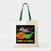 かわいいハロウィンの恐竜のトリック・オア・トリートキャンデーのバッグ トートバッグ (正面)