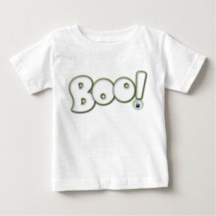 かわいいハロウィンの漫画のブーイング-紫色の眼球 ベビーTシャツ