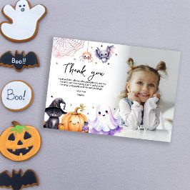 かわいいハロウィンの特別な写真の誕生日パーティー サンキューカード
