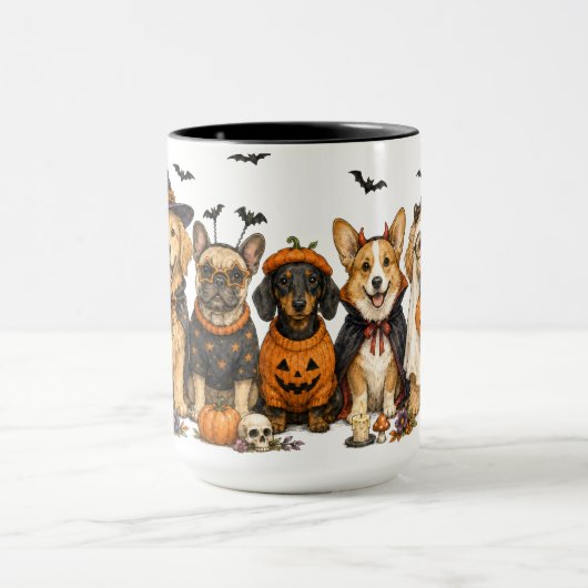 かわいいハロウィンの犬たち マグカップ (中央)
