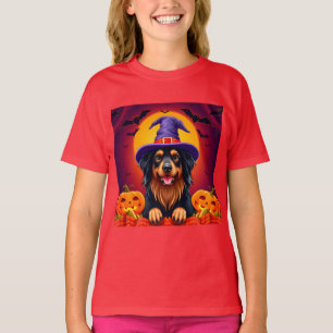 かわいいハロウィンの犬のかぼちゃパーティースタイル Tシャツ