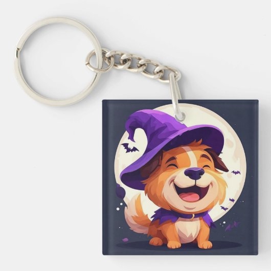 🐶🎃 かわいいハロウィンの犬のスタイル 👻🍂 キーホルダー (正面)