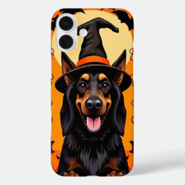 かわいいハロウィンの犬のスプーキーな子犬のデザイン iPhone 16 PLUSケース