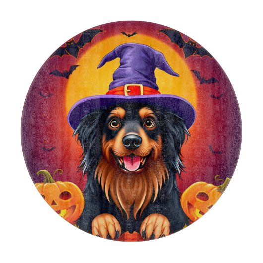 かわいいハロウィンの犬 カッティングボード (正面)