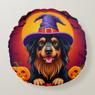 かわいいハロウィンの犬 ラウンドクッション