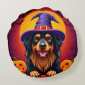 かわいいハロウィンの犬 ラウンドクッション (裏面)