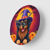 かわいいハロウィンの犬 ラウンド壁時計 (傾斜)