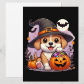 かわいいハロウィンの犬/子犬 シーズンカード (正面/裏面)