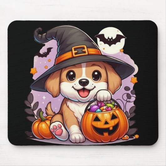 かわいいハロウィンの犬/子犬 マウスパッド (正面)