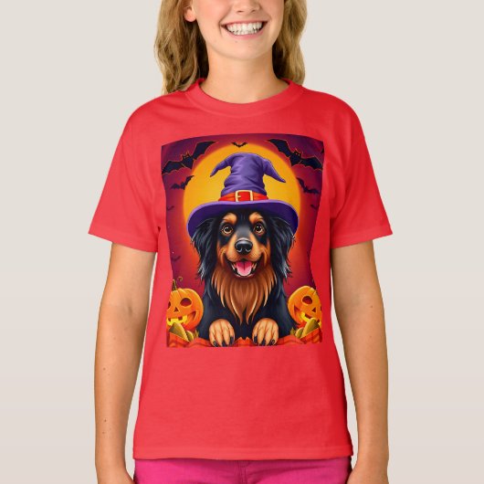 かわいいハロウィンの犬 Tシャツ (正面)