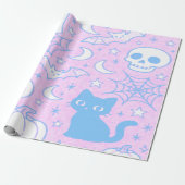 かわいいハロウィンの猫とおばけ ラッピングペーパー (アンロールド)