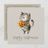 かわいいハロウィンの猫とカボチャ | パーティーの招待状 招待状 (正面/裏面)
