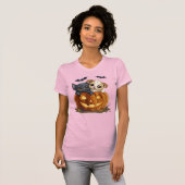 かわいいハロウィンの猫と犬のTシャツ Tシャツ (正面フル)