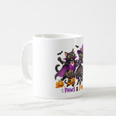 かわいいハロウィンの猫の肉球と魔法 コーヒーマグカップ (正面左)
