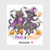 かわいいハロウィンの猫の肉球と魔法 シール (シート)