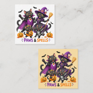 かわいいハロウィンの猫の肉球と魔法 スクエア名刺