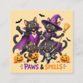 かわいいハロウィンの猫の肉球と魔法 スクエア名刺 (裏面)