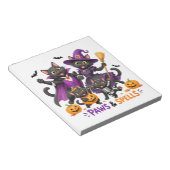 かわいいハロウィンの猫の肉球と魔法 ノートパッド (アングル)