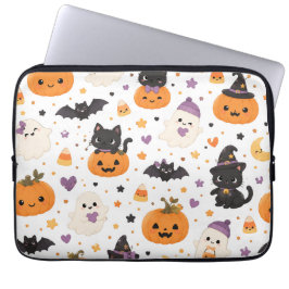 かわいいハロウィンの猫 おばけ かぼちゃ コウモリ ラップトップスリーブ