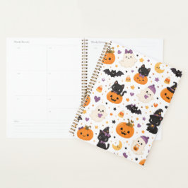 かわいいハロウィンの猫、おばけ、カボチャ、コウモリ プランナー手帳