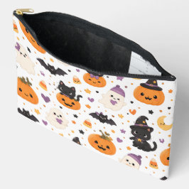 かわいいハロウィンの猫、お化け、カボチャ、コウモリ アクセサリーポーチ