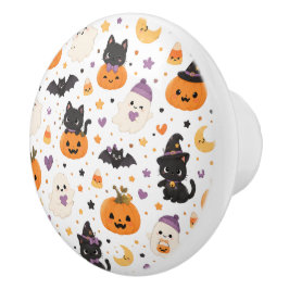かわいいハロウィンの猫、お化け、カボチャ、コウモリ セラミックノブ