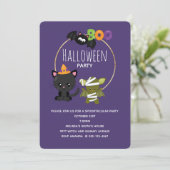 かわいいハロウィンの猫、コウモリ & ミイラのブー 招待状 (スタンド正面)