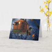 かわいいハロウィンの生き物との遭遇 カード (黄色い花)