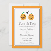 かわいいハロウィンの結婚式のSave the Dateのお知らせ セーブザデート (正面)