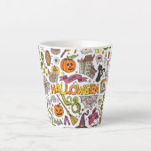 かわいいハロウィンの落書きパターン カフェラテマグ (正面)