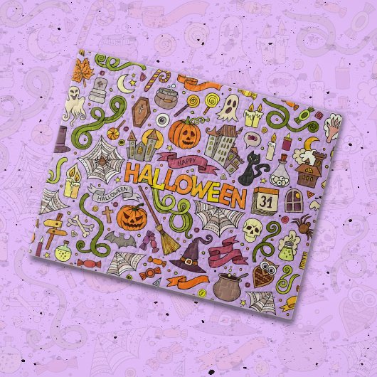 かわいいハロウィンの落書きパターン ジグソーパズル