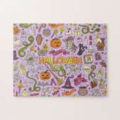 かわいいハロウィンの落書きパターン ジグソーパズル (横)