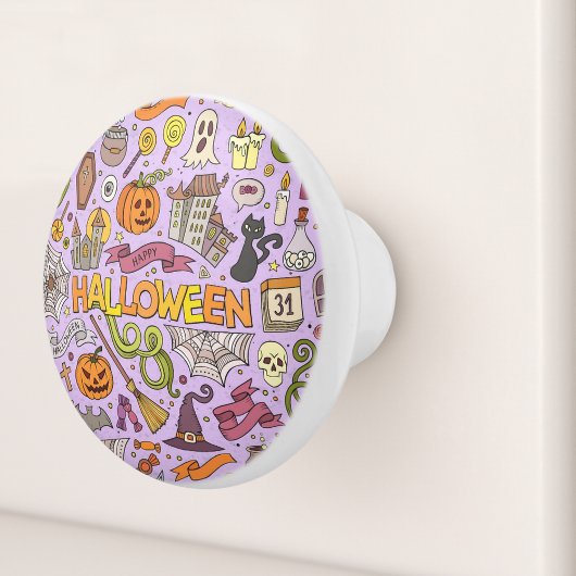 かわいいハロウィンの落書きパターン セラミックノブ