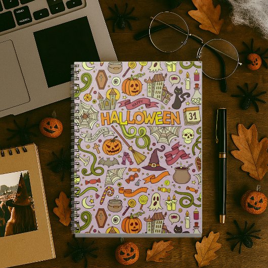 かわいいハロウィンの落書きパターン ノートブック