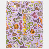 かわいいハロウィンの落書きパターン フリースブランケット (正面)