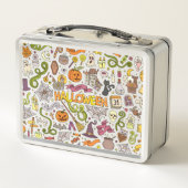 かわいいハロウィンの落書きパターン メタルランチボックス (裏面)