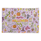 かわいいハロウィンの落書きパターン 枕カバー (裏面-左)
