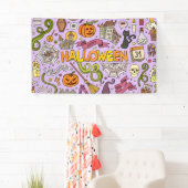 かわいいハロウィンの落書きパターン 横断幕 (インサイチュ)