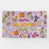 かわいいハロウィンの落書きパターン 横断幕 (横)