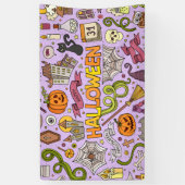 かわいいハロウィンの落書きパターン 横断幕 (縦)