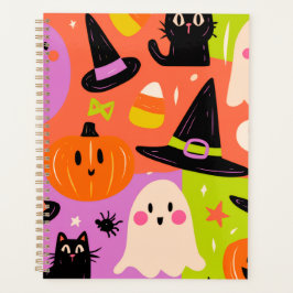 かわいいハロウィンの落書き - おばけカボチャネコ プランナー手帳