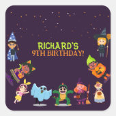 かわいいハロウィンの衣装モダン誕生日パーティー スクエアシール (正面)