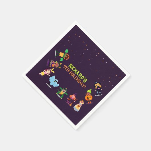 かわいいハロウィンの衣装モダン誕生日パーティー スタンダードカクテルナプキン (角)