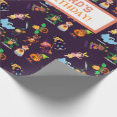 かわいいハロウィンの衣装モダン誕生日パーティー ラッピングペーパー (角)